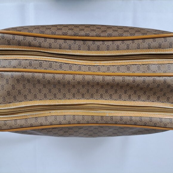 GUCCI Vintage GG Monogram Canvas Coated Weekender Travel Brown Crossbody BAG - Picture 9 of 13